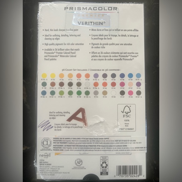 Prismacolor Premier Verithin 36 Coloured Lead Pencil Set - Picture 2 of 2